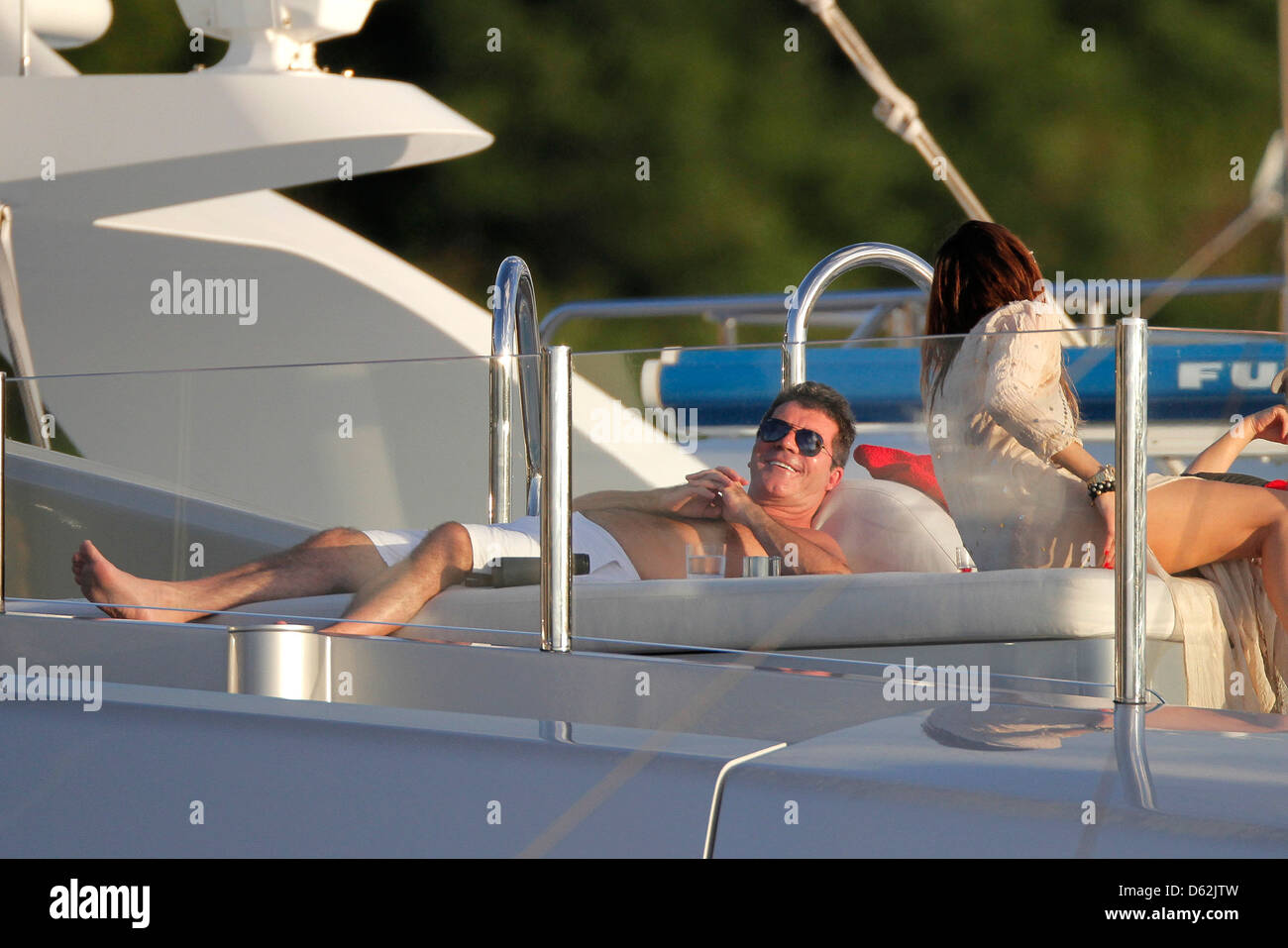 Simon Cowell lounging on his yacht, 'Slipstream' Celebrities relaxing