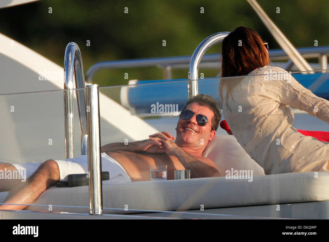 Simon Cowell lounging on his yacht, 'Slipstream' Celebrities relaxing
