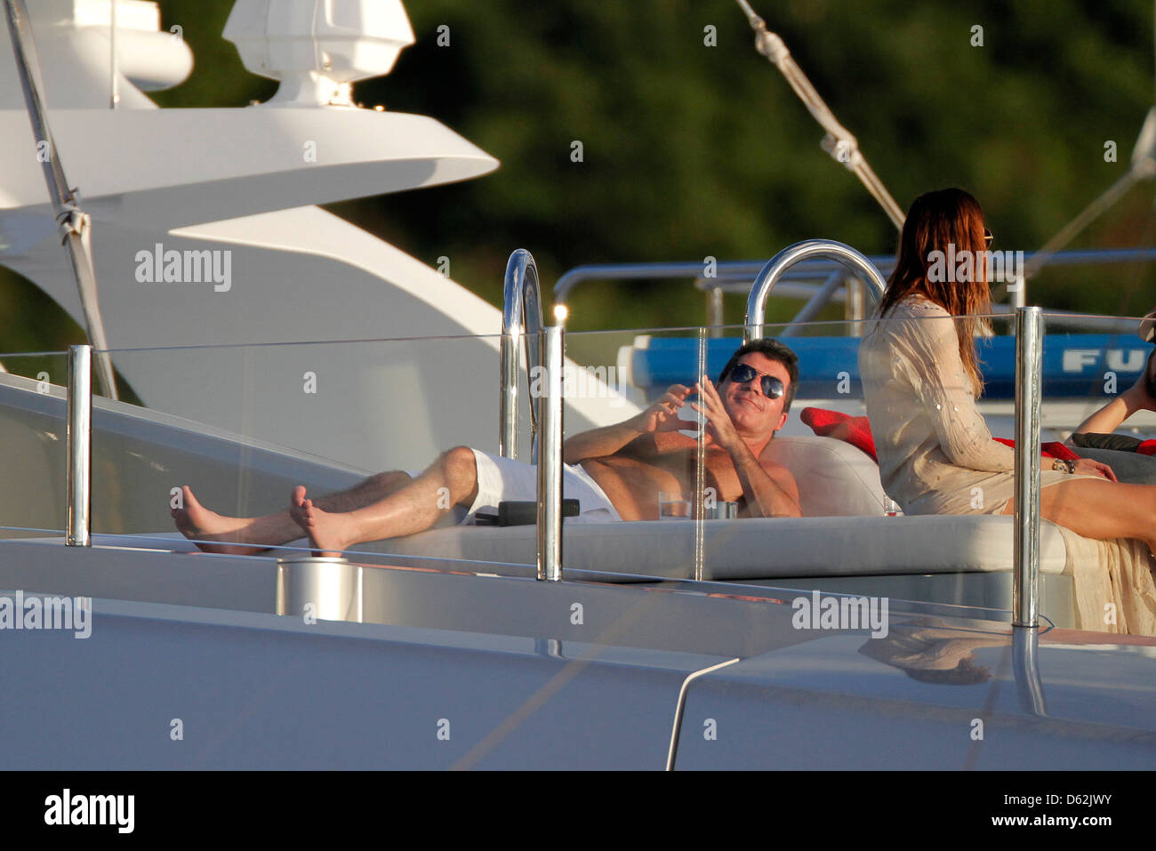Simon Cowell lounging on his yacht, 'Slipstream' Celebrities relaxing