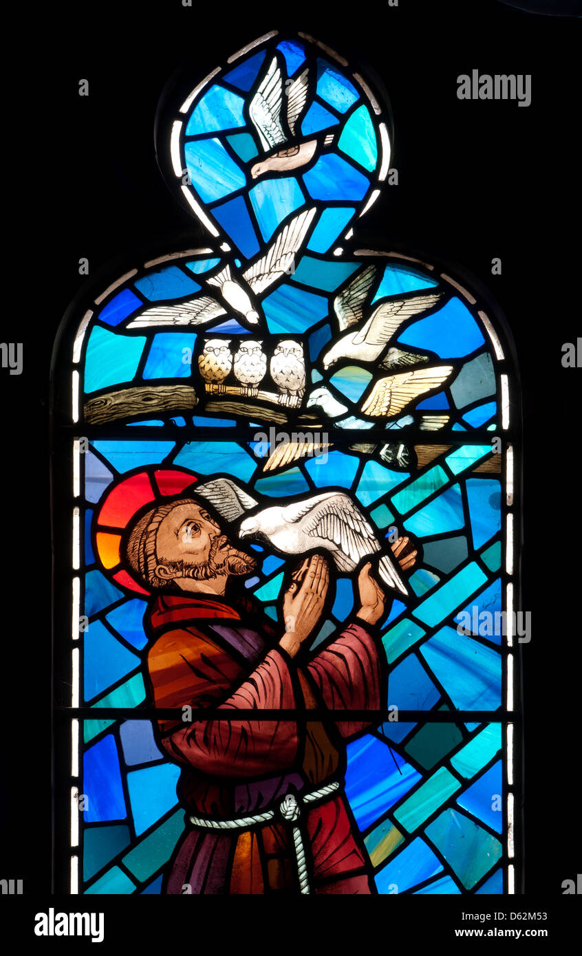 Saint Francis of Assisi stained glass, All Saints Church, Stechford