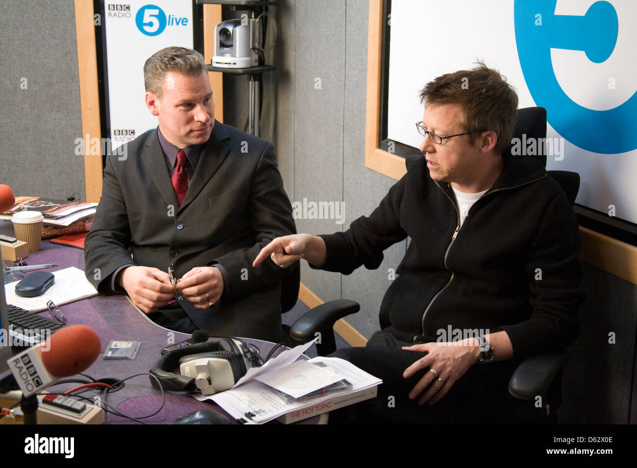 Mark Kermode and Simon Mayo at the BBC Radio 5 studio, London, England
