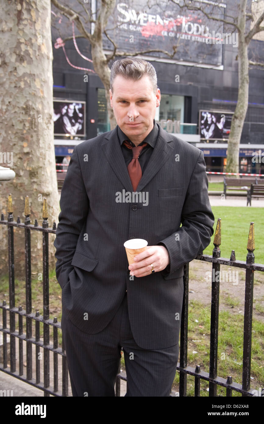 Mark Kermode film critic in Leicester Square London England Stock Photo
