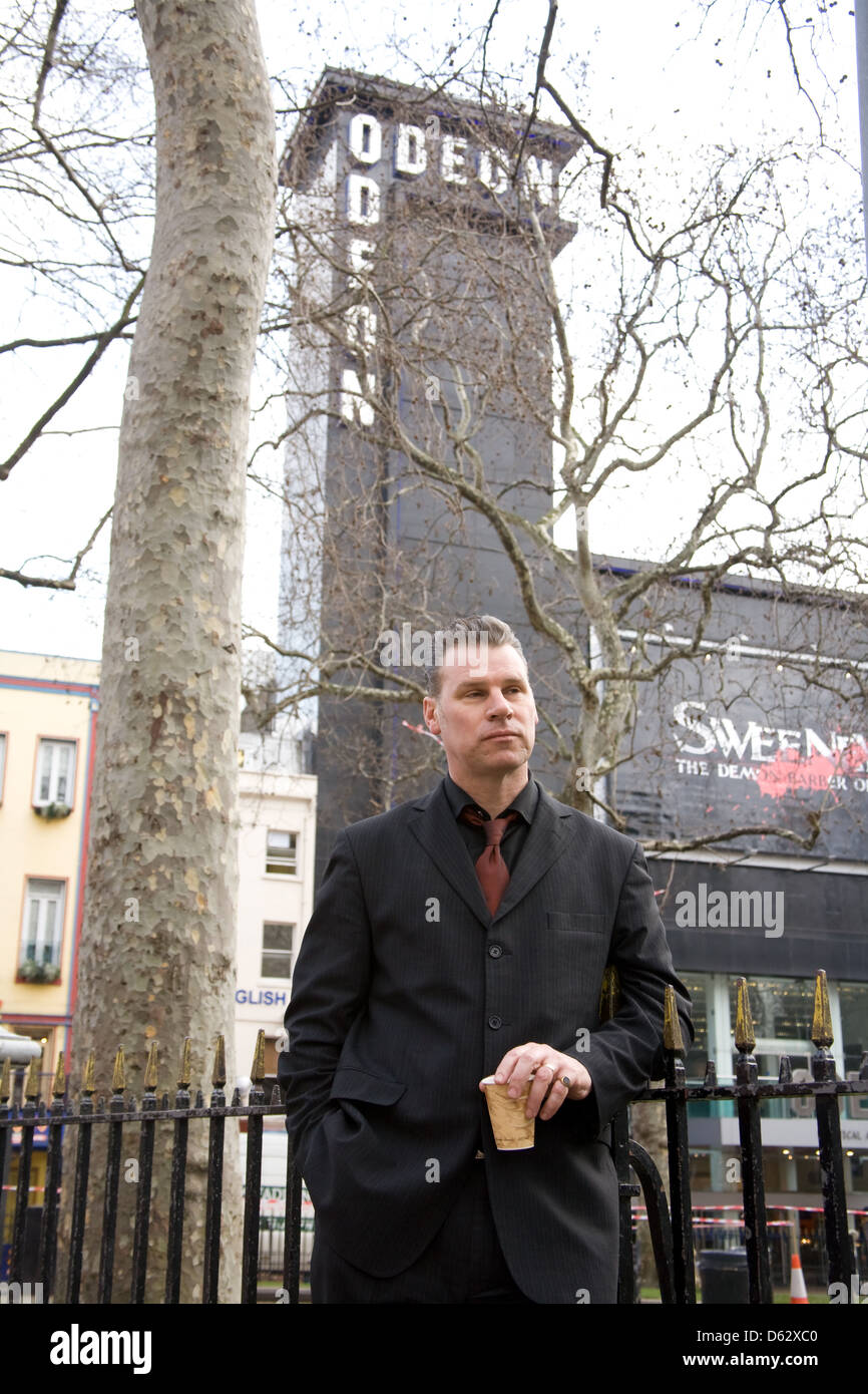 Mark Kermode film critic in Leicester Square London England Stock Photo