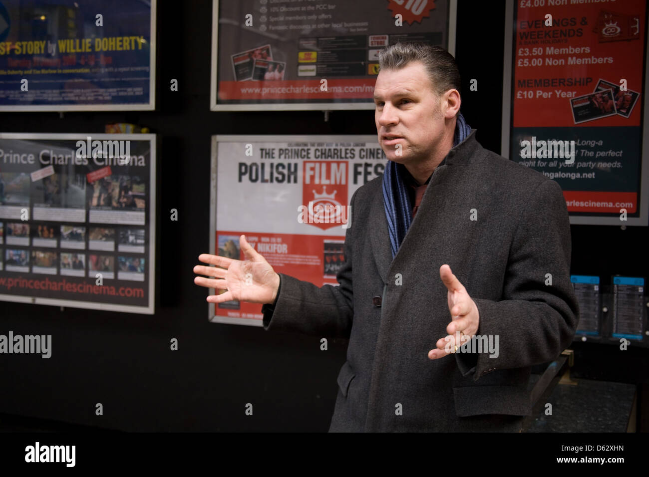 Mark Kermode film critic in Leicester Square London England Stock Photo