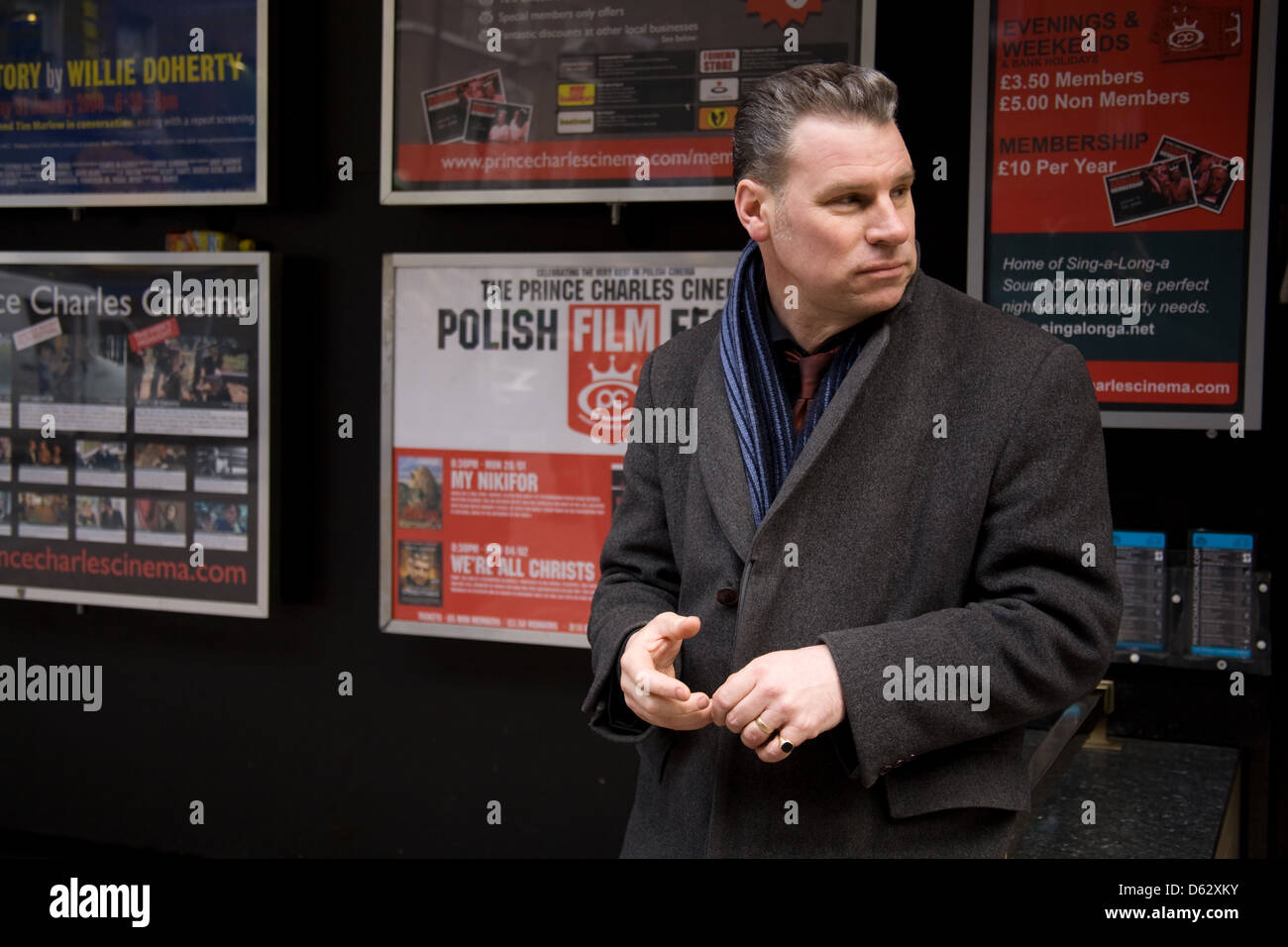 Mark Kermode film critic in Leicester Square London England Stock Photo