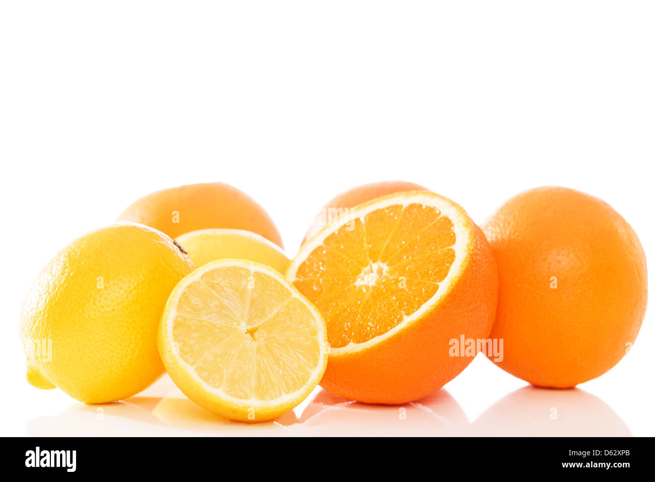 Oranges And Lemons On White Background Stock Photo Alamy