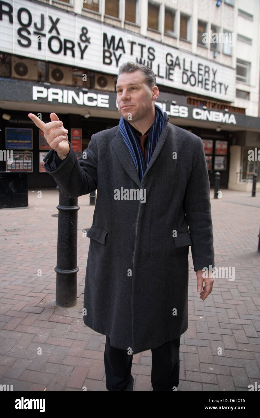Mark Kermode film critic in Leicester Square London England Stock Photo
