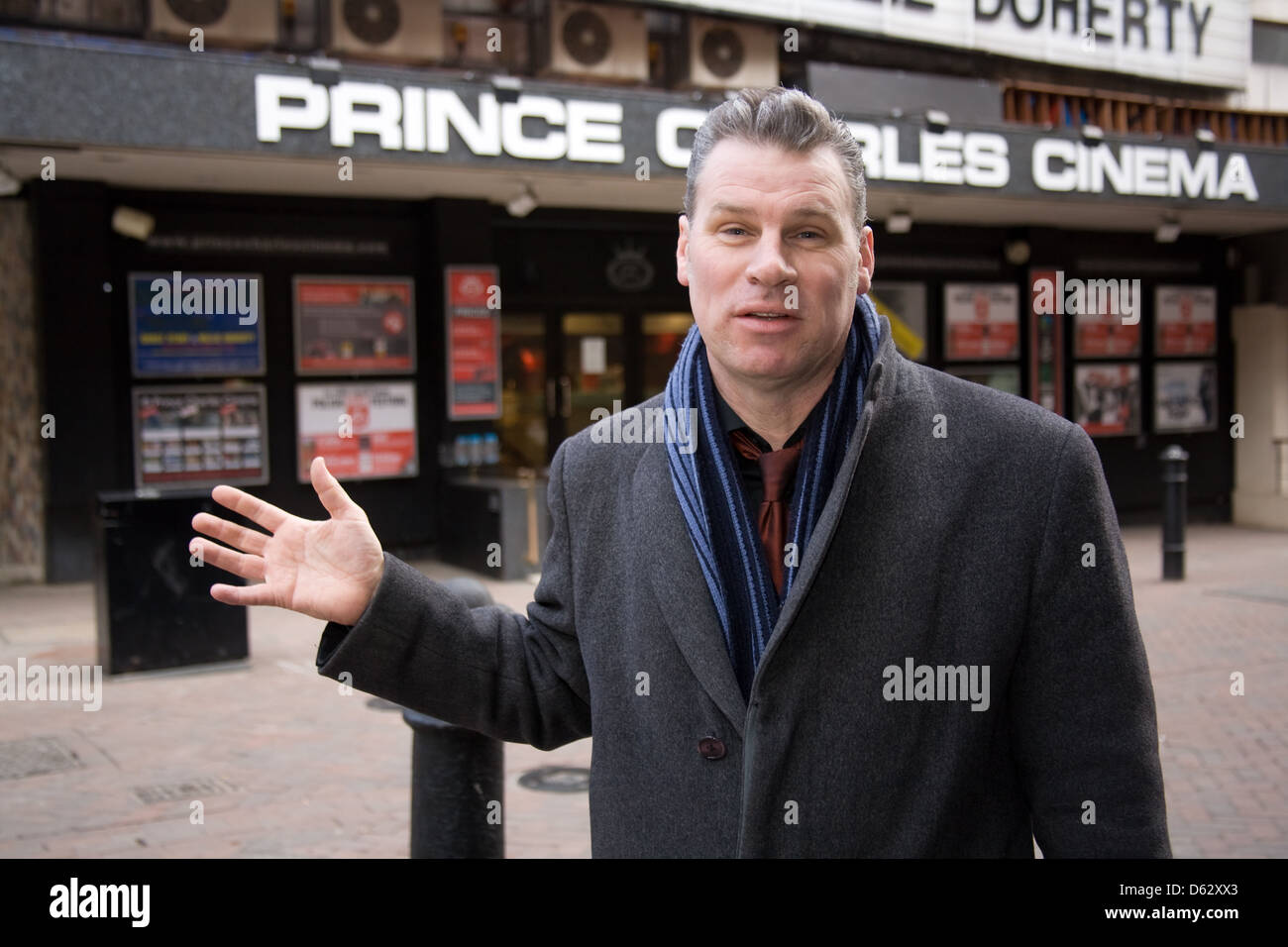 Mark Kermode film critic in Leicester Square London England Stock Photo