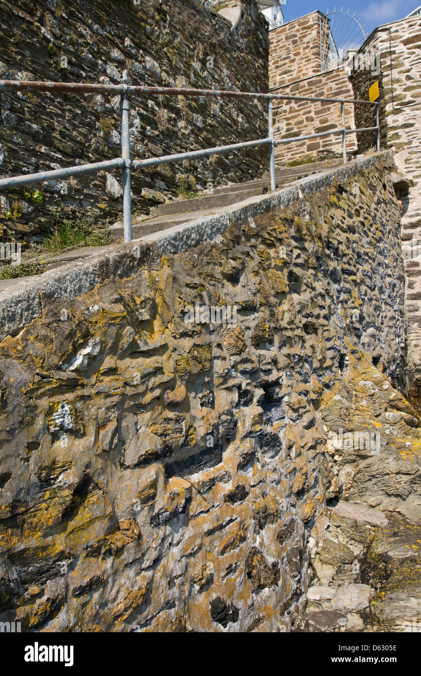 Steps up from the water Fowey in Cornwall England UK Stock Photo