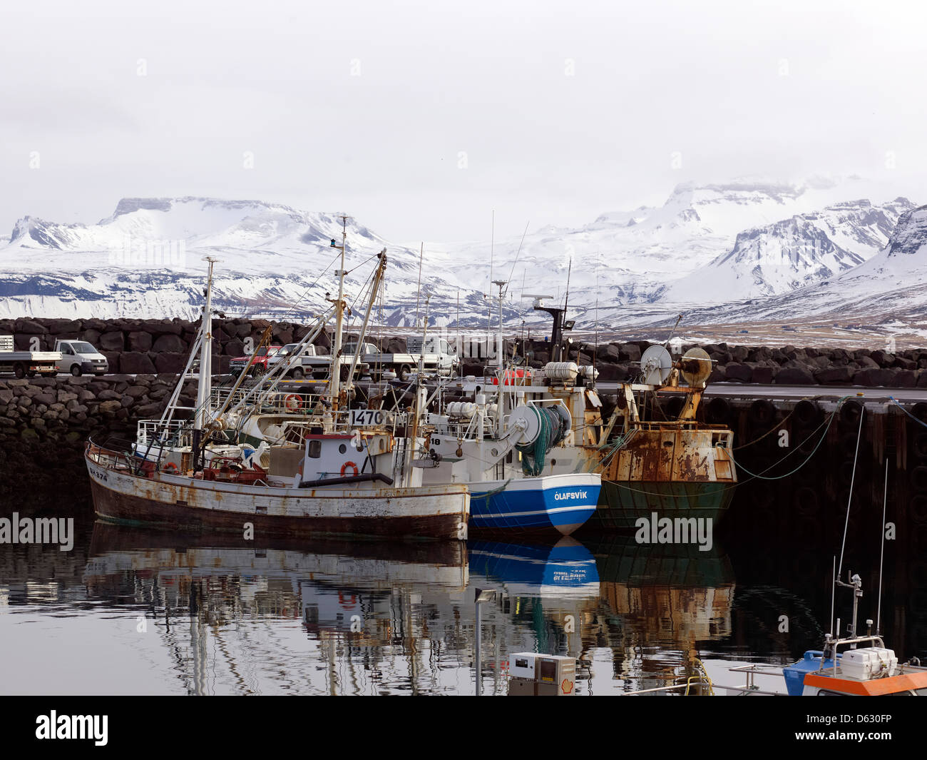 fishing vessel in the port of Grundarfjördur,Snaefellsnes peninsula ...