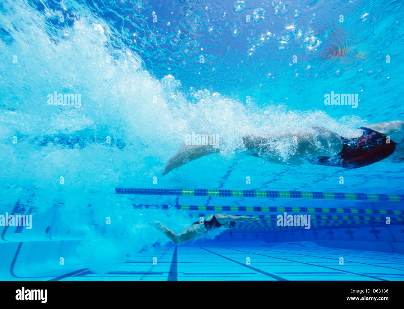 Professional female swimmers swimming in pool Stock Photo - Alamy