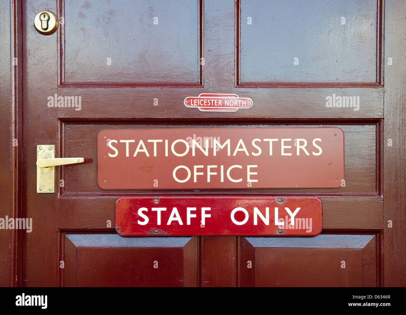 Door with signs to Station Masters Office ,Station platform at