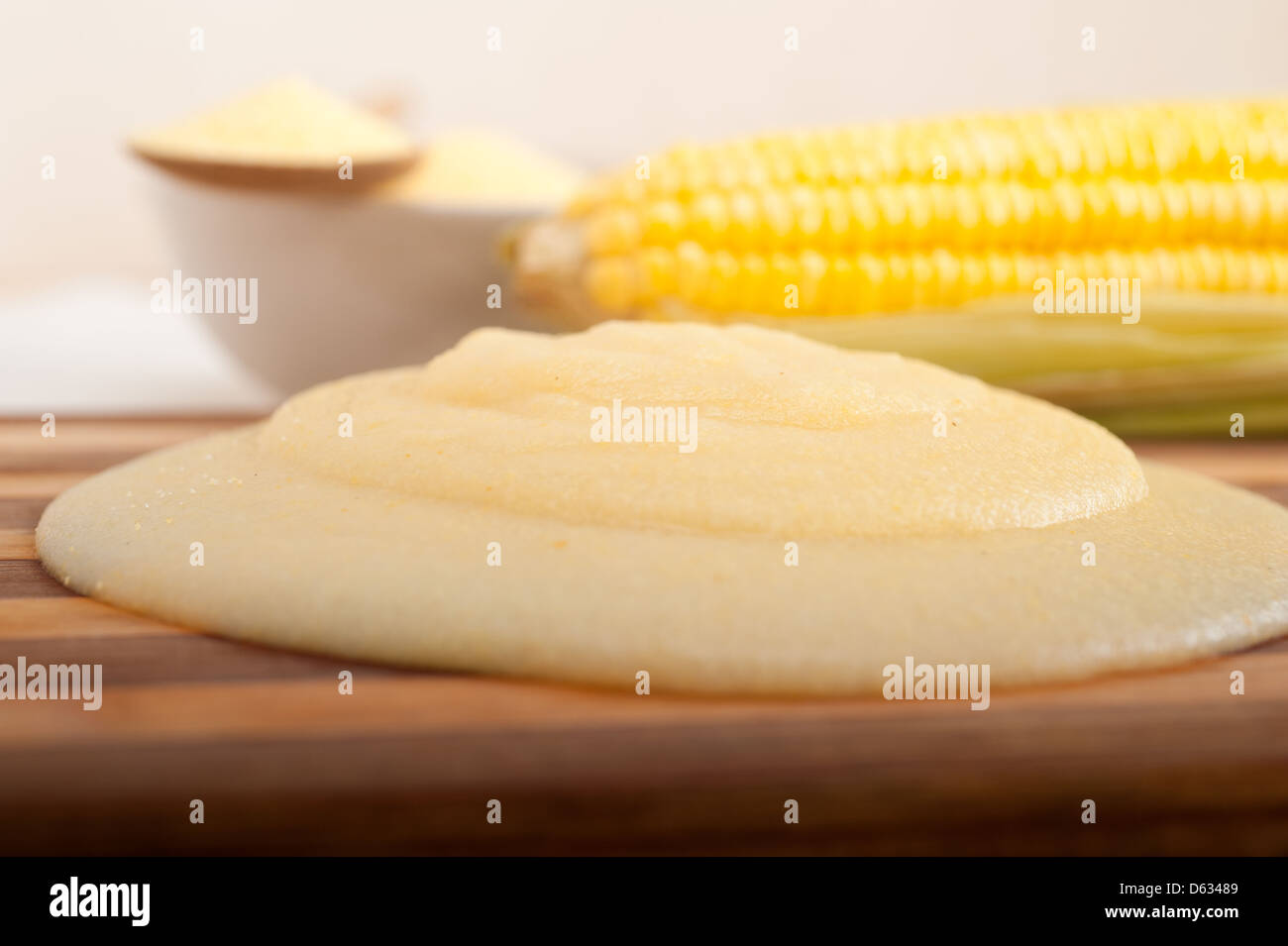 polenta traditional north Italy corn maize flour cream with cob Stock