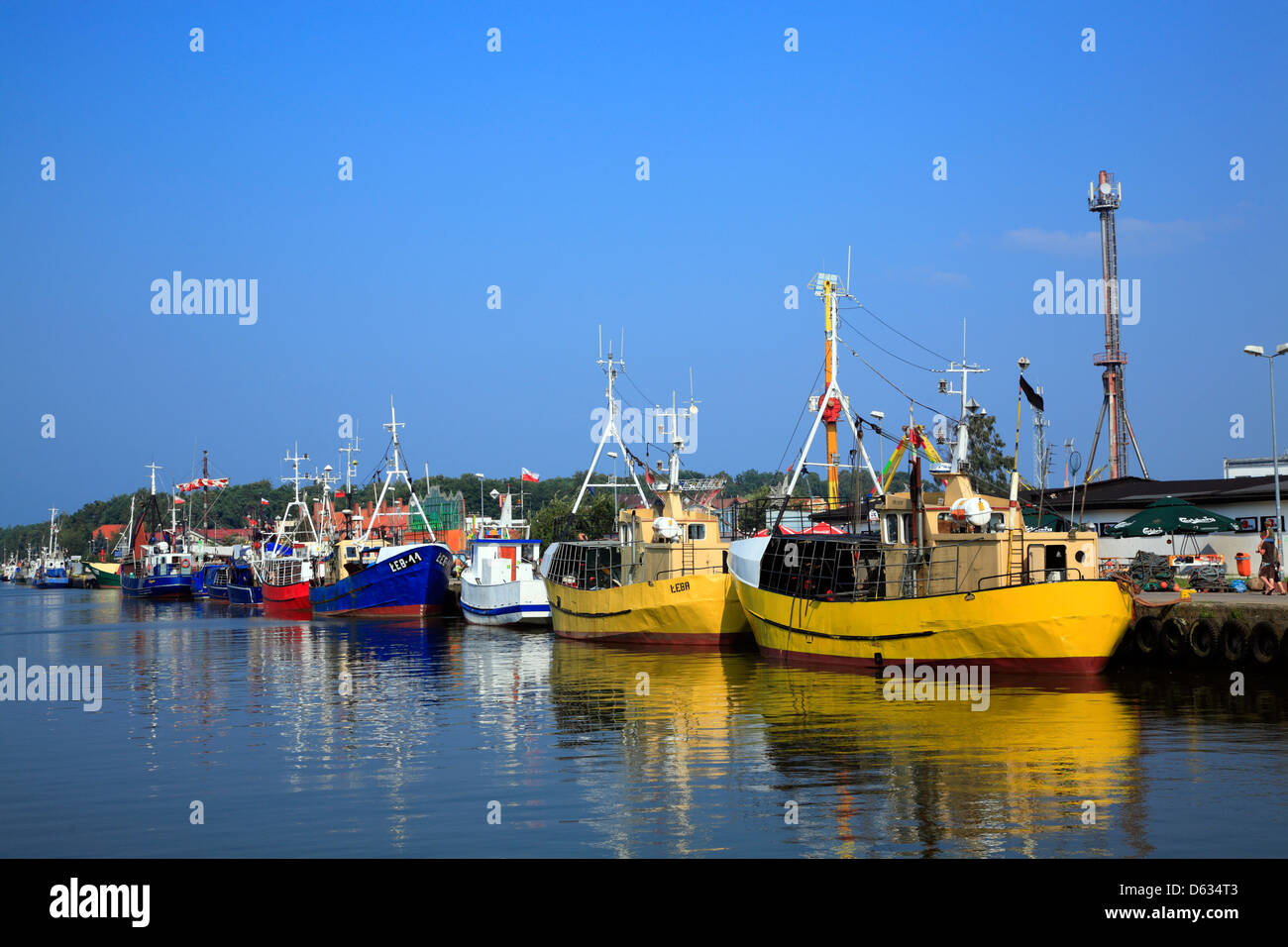 Leba, fishing trawler in the harbor, baltic sea, Pomerania, Poland Stock Photo