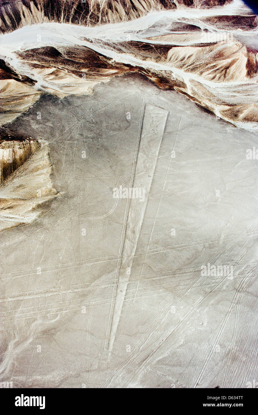 Trapezoids, Lines and Geoglyphs of Nasca, Unesco World Heritage Site, Peru, South America Stock Photo