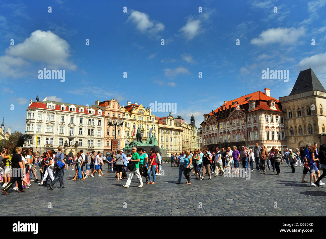 Old Town, Prague crowded with tourists in the summer. Stock Photo