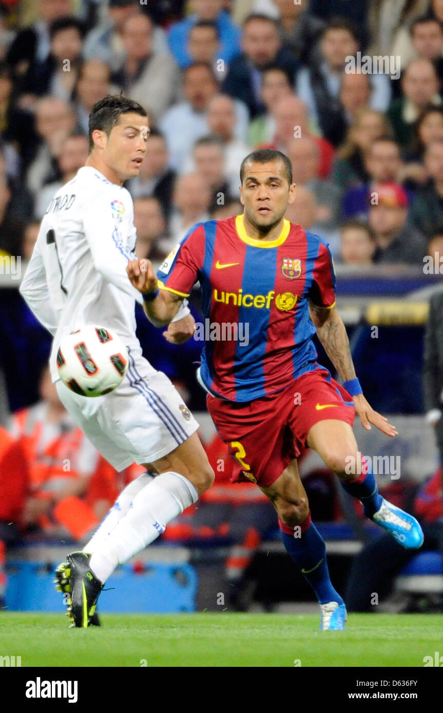 Ronaldo, Alves Real Madrid playing against FC Barcelona at the Spanish