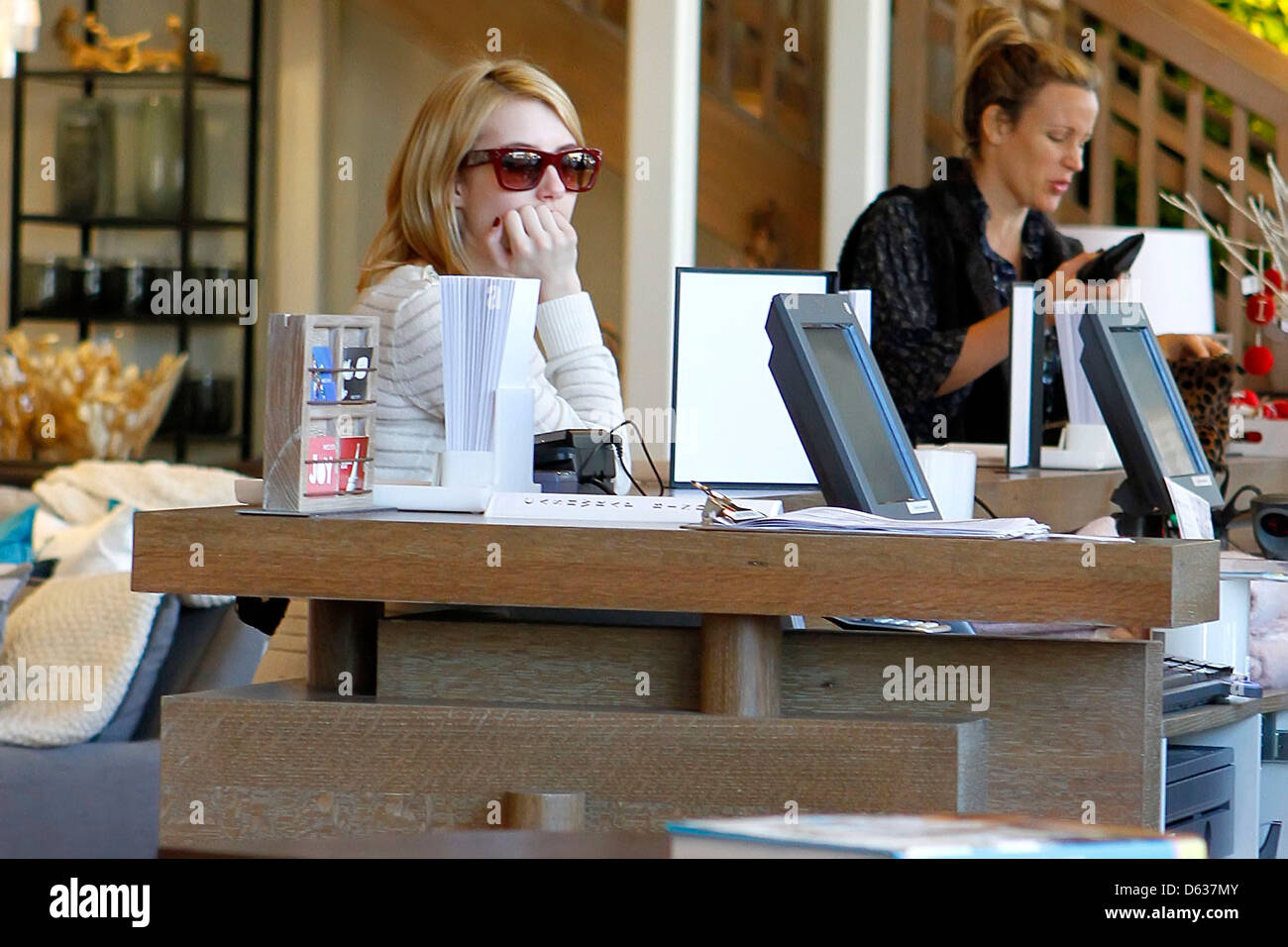 Emma Roberts shopping at West Elm in West Hollywood Los Angeles, California - 29.12.11 Stock Photo