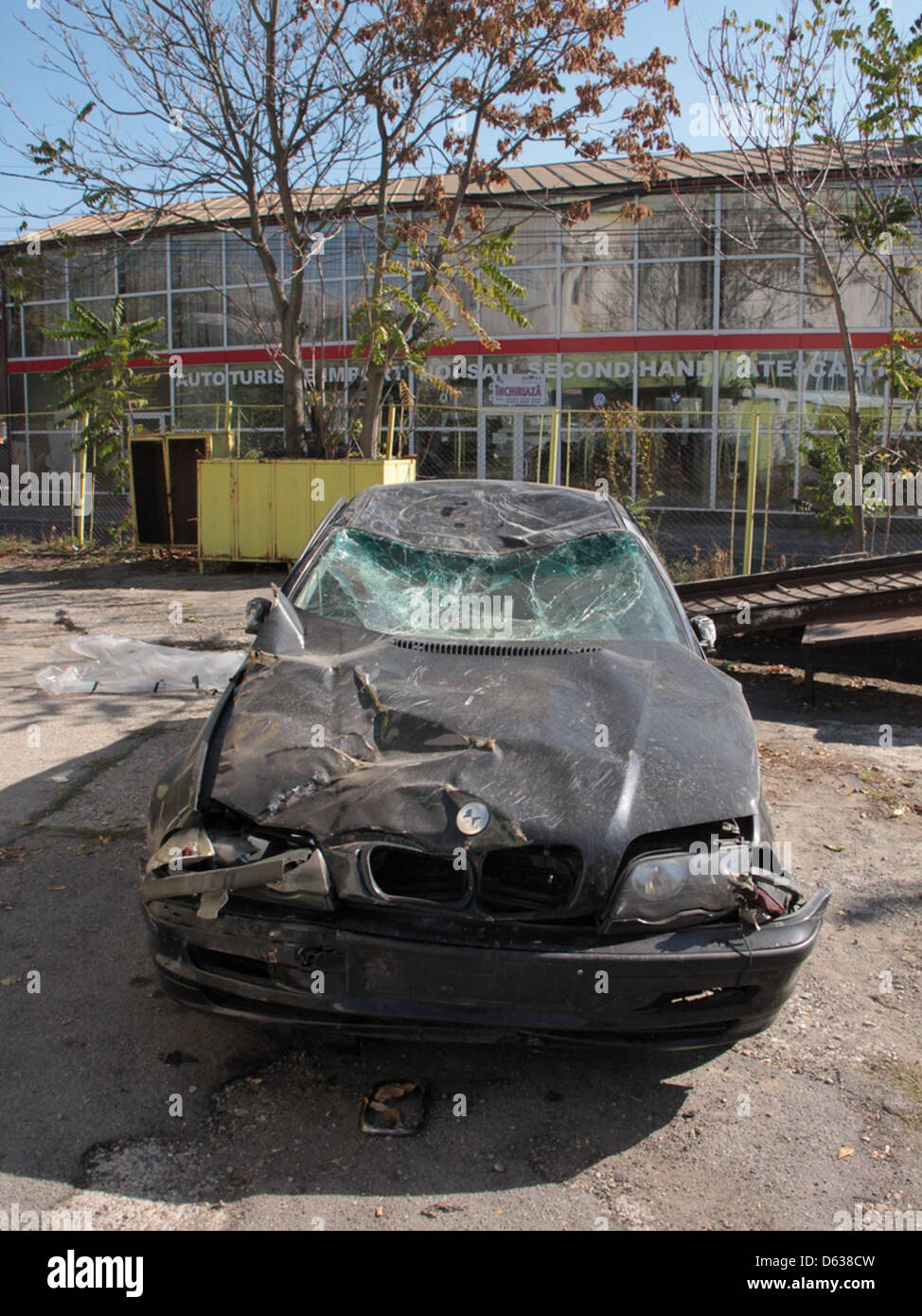 CrushedCar RoadTrafficAccident 70601 Stock Photo Alamy