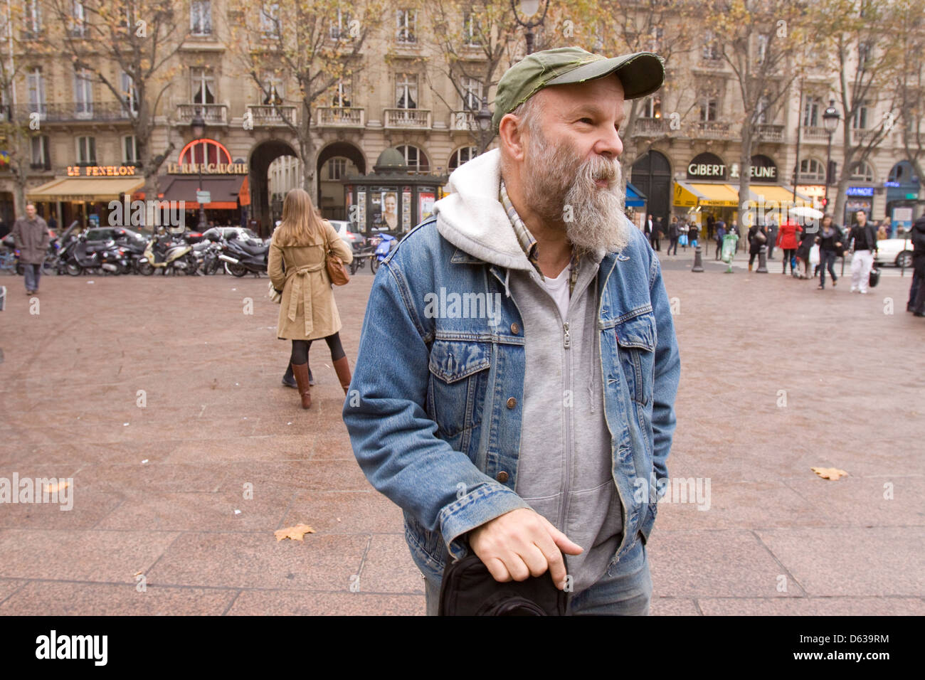 Seasick Steve, American blues musician busking in Paris France. Stock Photo