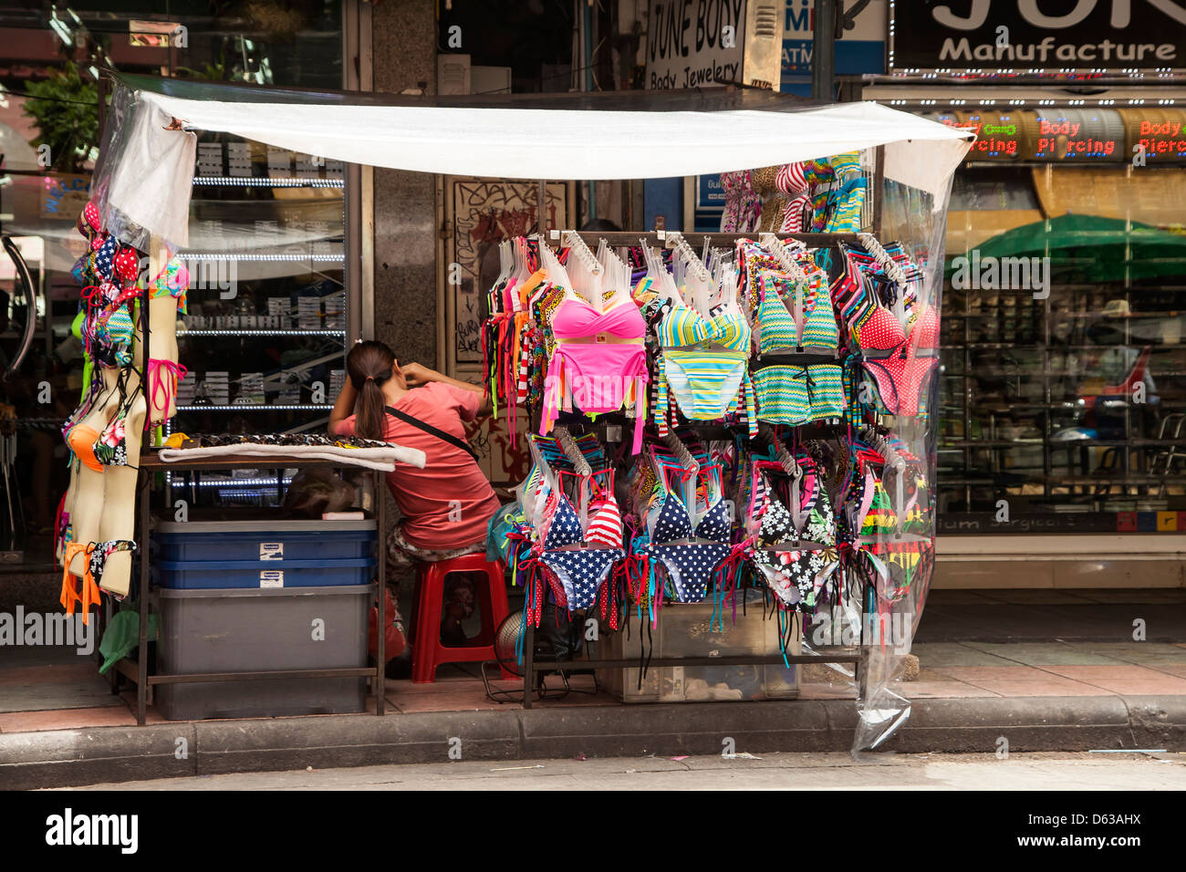 Bangkok, Thailand market bathing suit kiosk Stock Photo Alamy