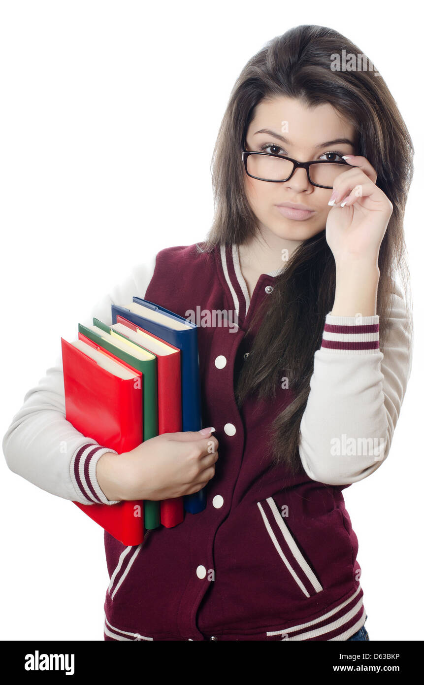 The girl the student with books in hands Stock Photo - Alamy