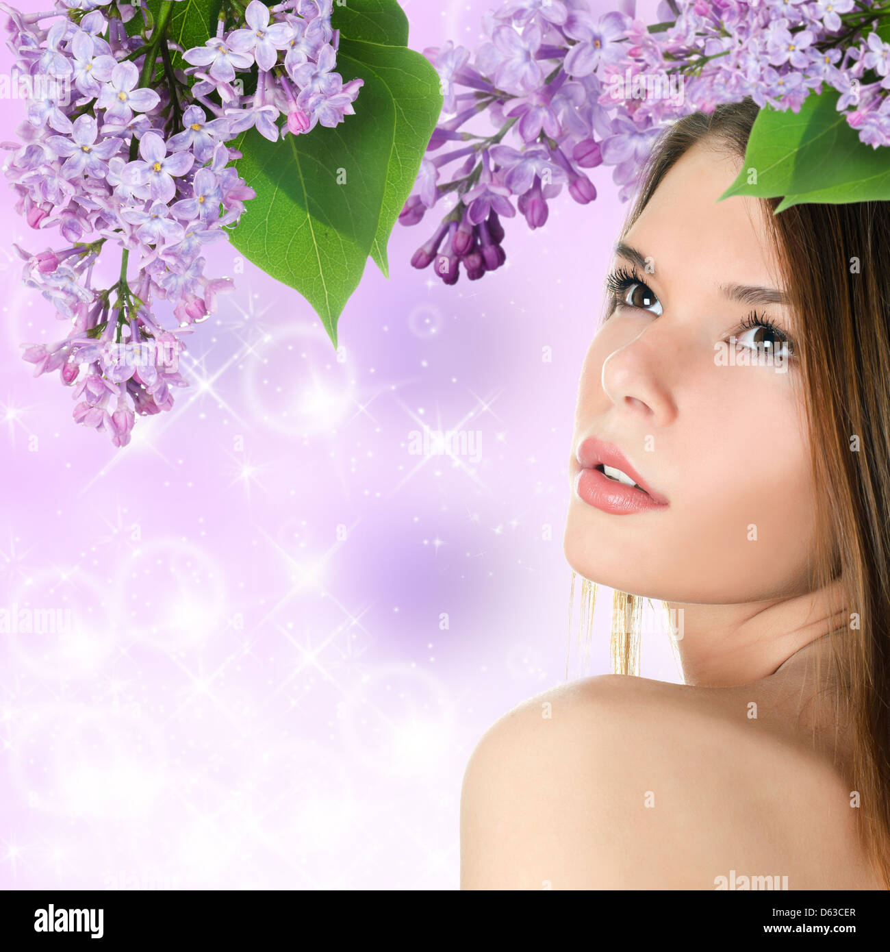 Beautiful woman with spring colours. Skincare Stock Photo