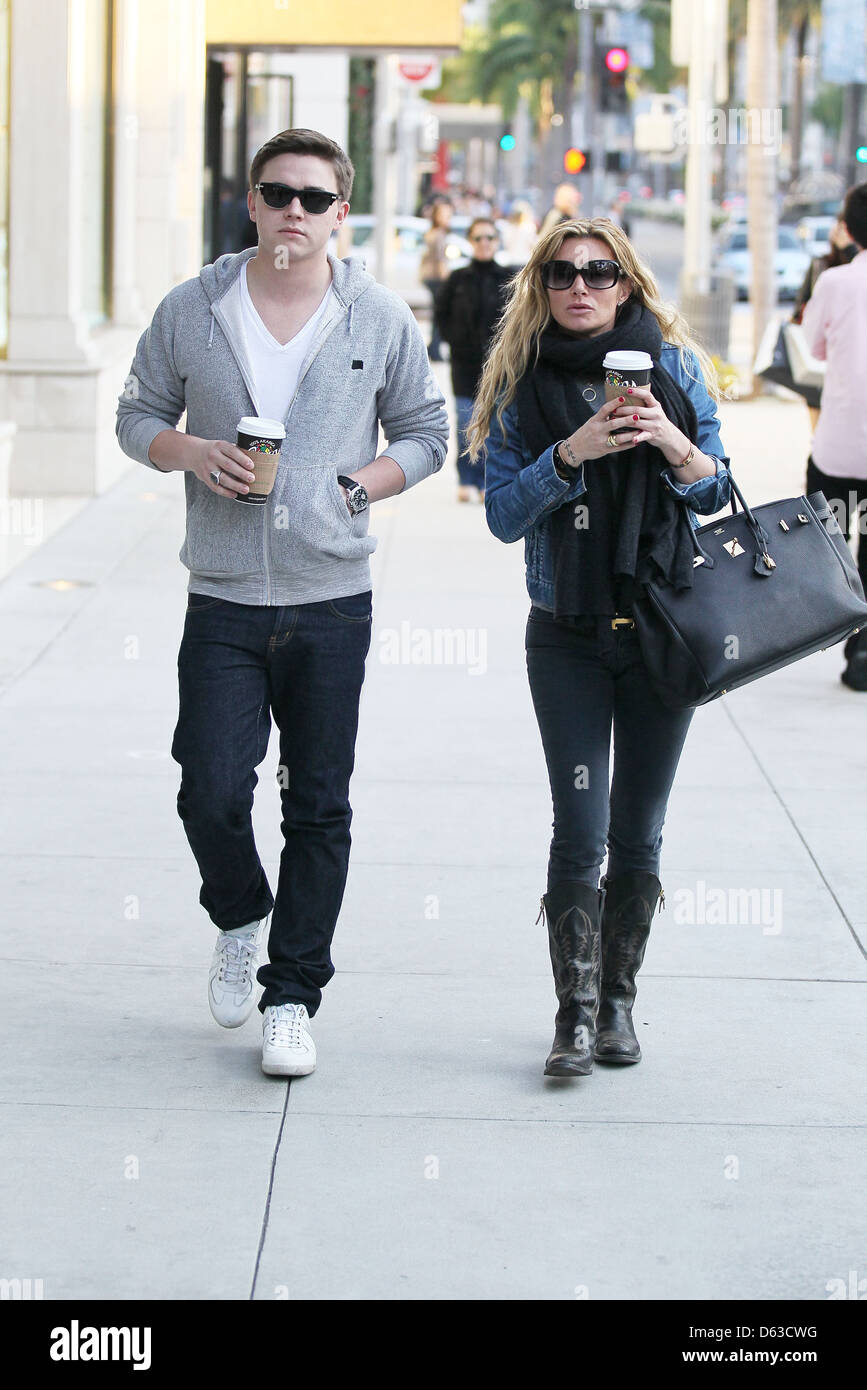 Jesse McCartney and his girlfriend Eden Sassoon Christmas shop on Rodeo Drive in Beverly Hills Los Angeles, California - Stock Photo