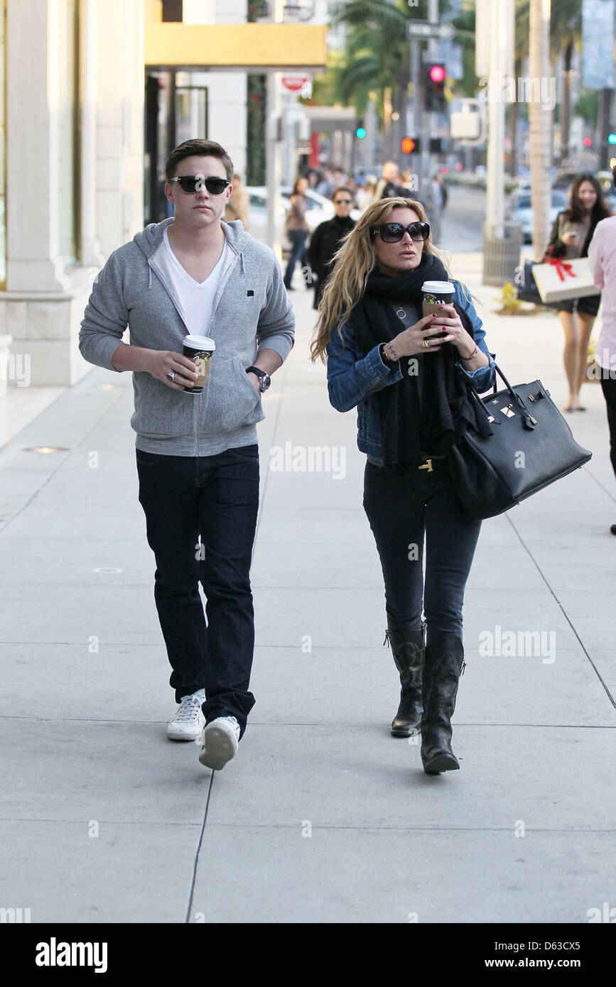 Jesse McCartney and his girlfriend Eden Sassoon Christmas shop on Rodeo Drive in Beverly Hills Los Angeles, California - Stock Photo