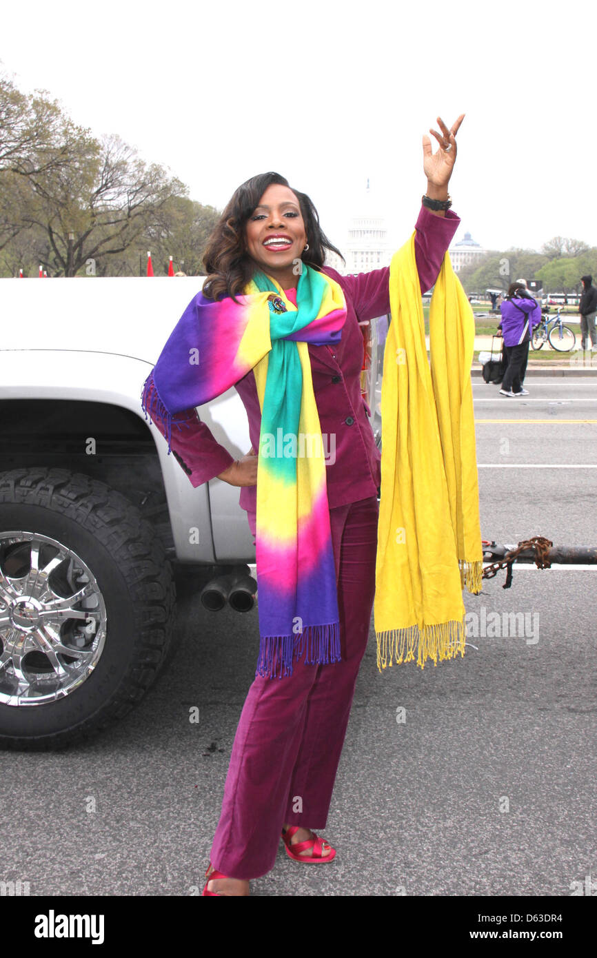 Sheryl Lee Ralph one of the performers in  Cherry Blossom Parade is seen at the National Mall on Constitution Avenue Stock Photo
