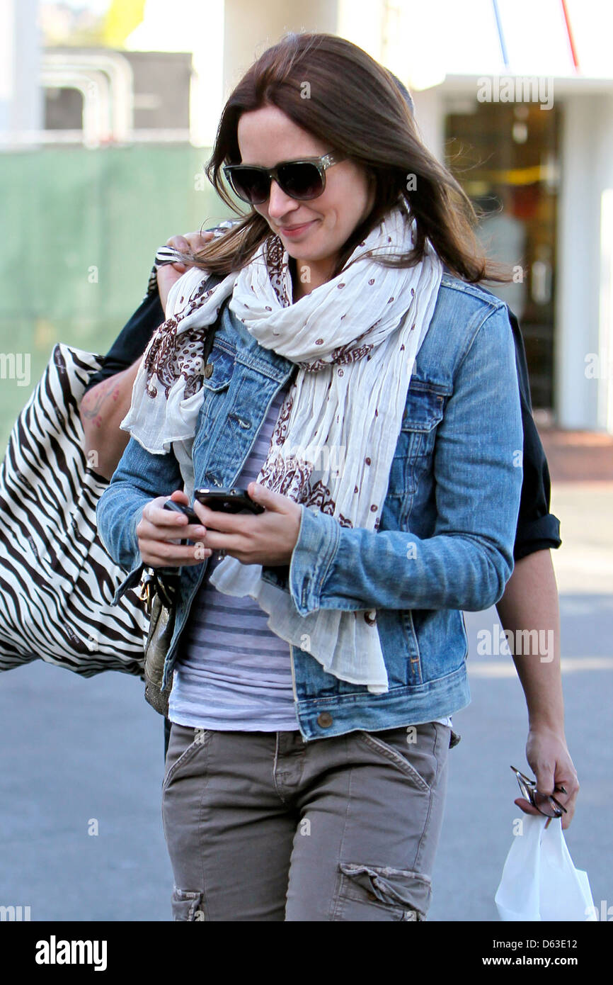 Emily Blunt returning to her car after leaving a hair salon in West