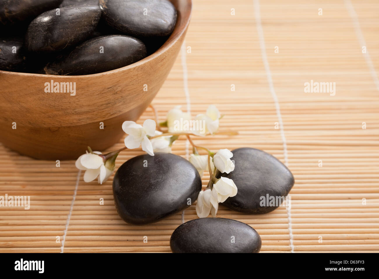 Lastone therapy stones in spa, Studio shot Stock Photo