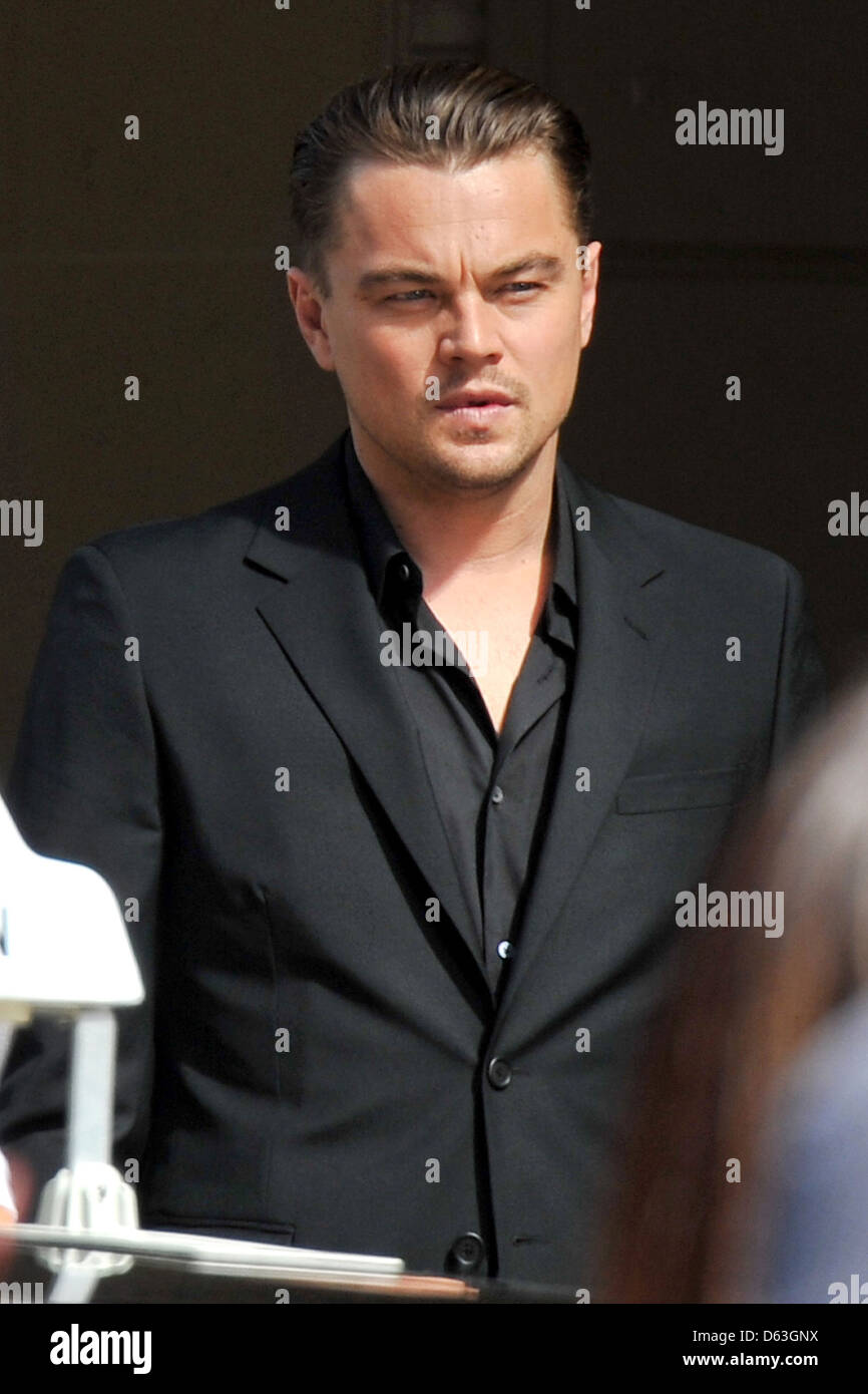 Leonardo DiCaprio films a TV commercial for Chinese cell phone company Guangdong OPPO Mobile Telecommunications Paris France Stock Photo