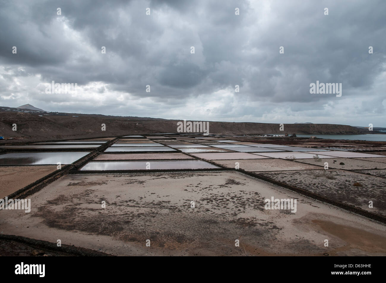 the salt of Lanzarote which collects sea salt Stock Photo