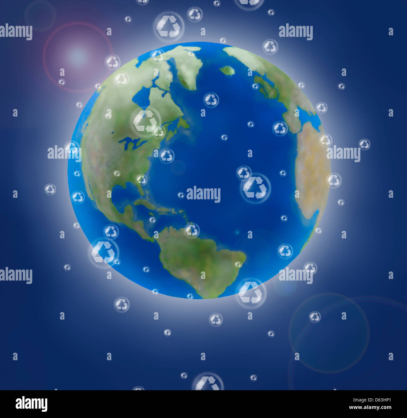Digital image of planet Earth and recycling symbols Stock Photo - Alamy