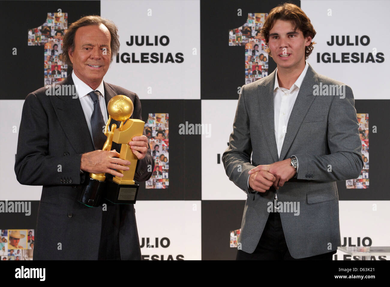 Rafael Nadal Julio Iglesias receives his award for most sold records in