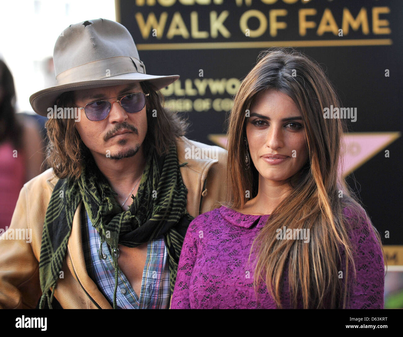 Johnny Depp and Penelope Cruz Penelope Cruz receives a star on the Hollywood Walk of Fame, held on Hollywood Boulevard Los Stock Photo