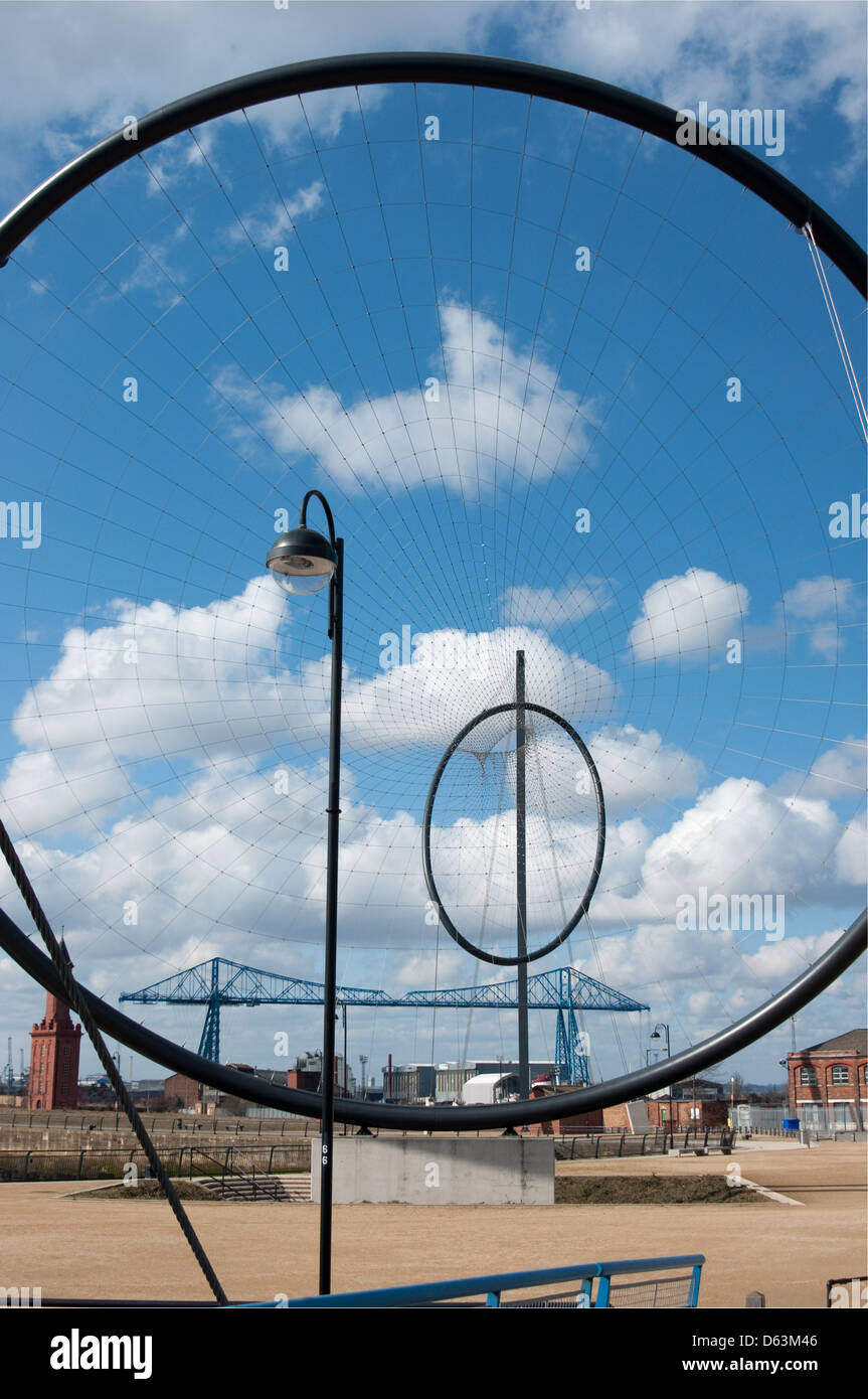 View of Transporter Bridge through sculpture Stock Photo - Alamy