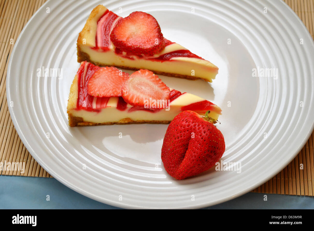 Delish Strawberry Cheesecake Stock Photo