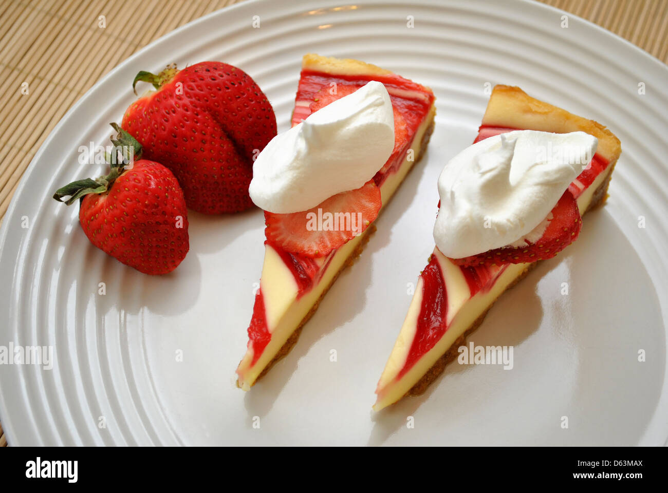 Cheesecake with Strawberries and Cream Stock Photo Alamy