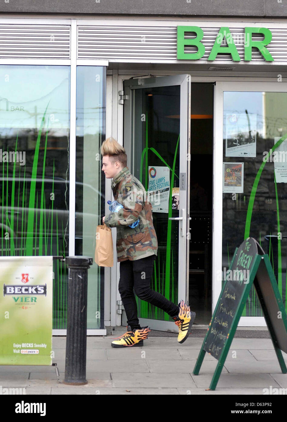 Edward Grimes leaving The Green Room Bar while on his way to a