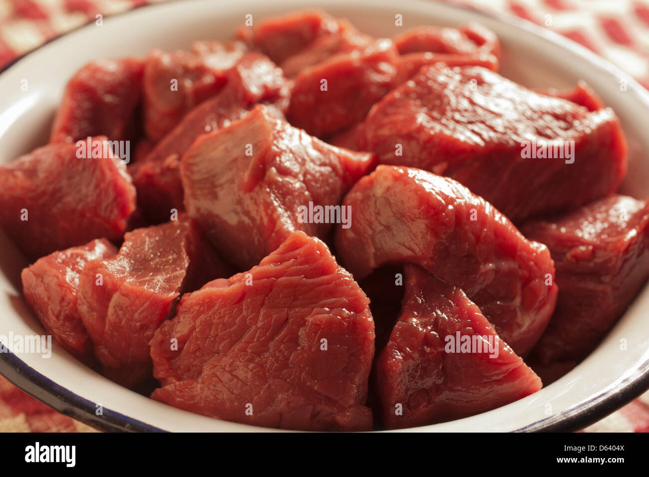 chuck steak cut and trimmed for stew Stock Photo