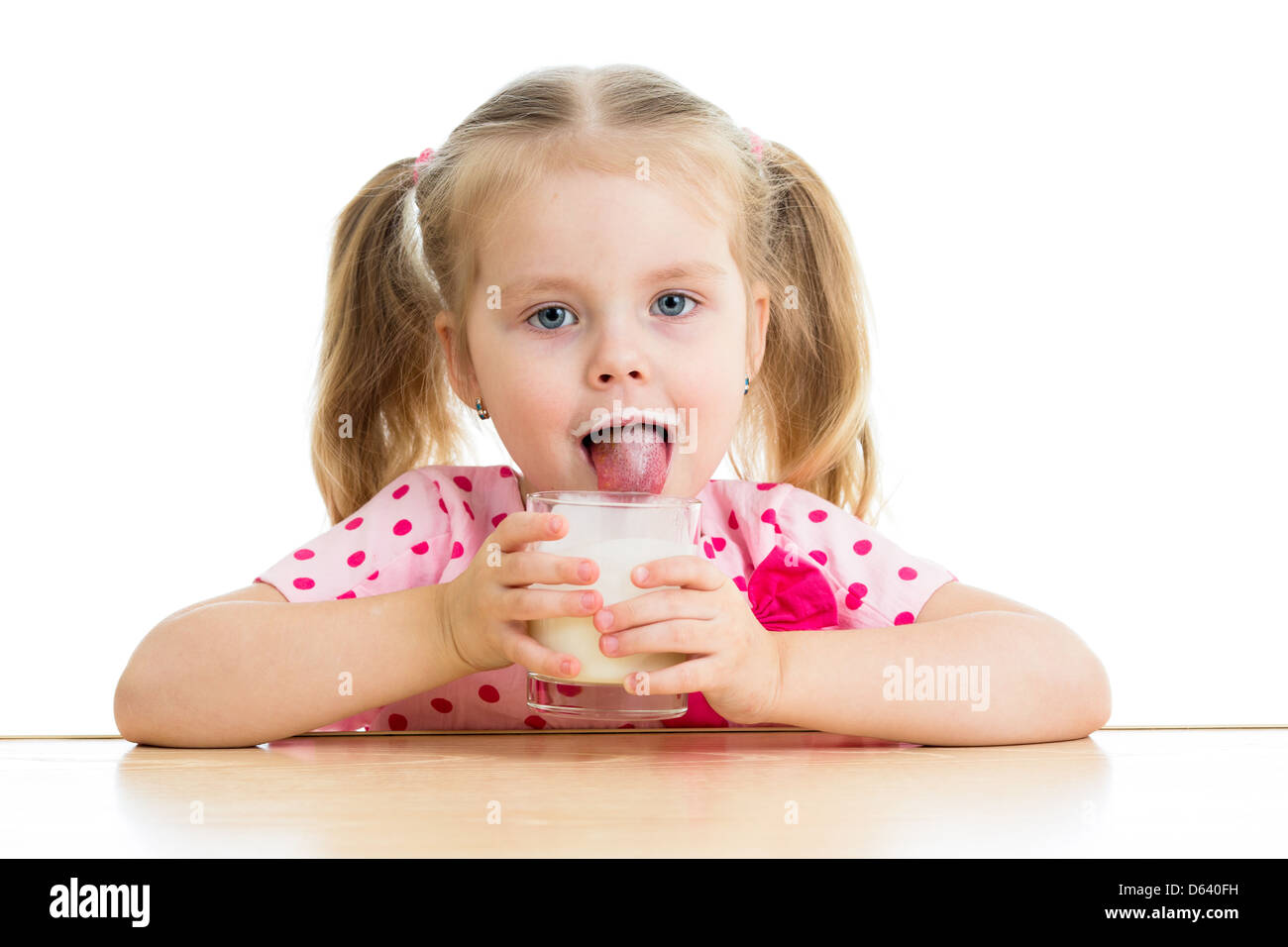 child drinking yogurt or dairy product Stock Photo Alamy