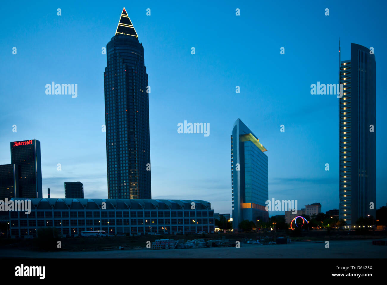 Skyscrapers in Frankfurt at night Stock Photo - Alamy