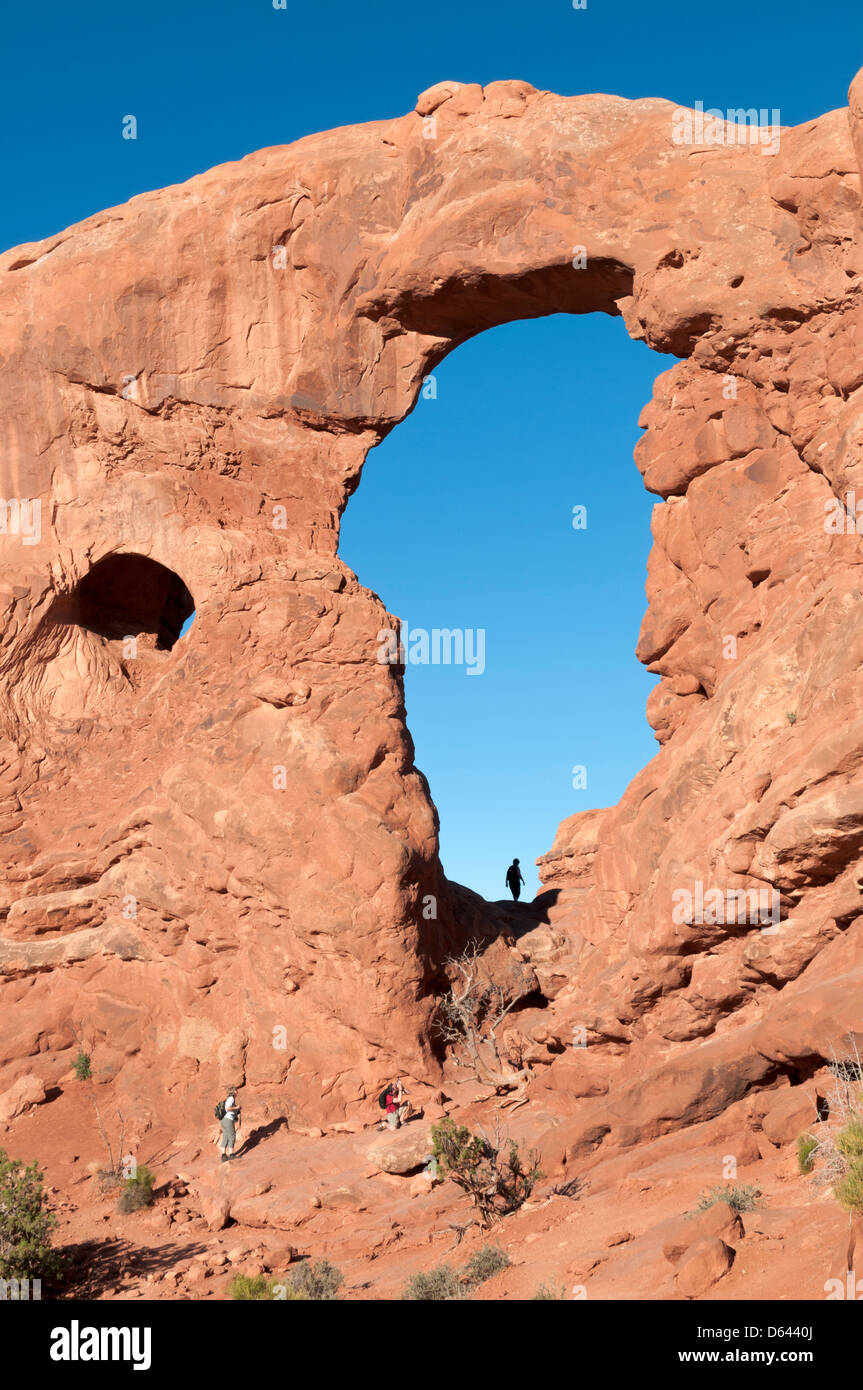 Utah, Arches National Park, Windows Trail, Turret Arch Stock Photo