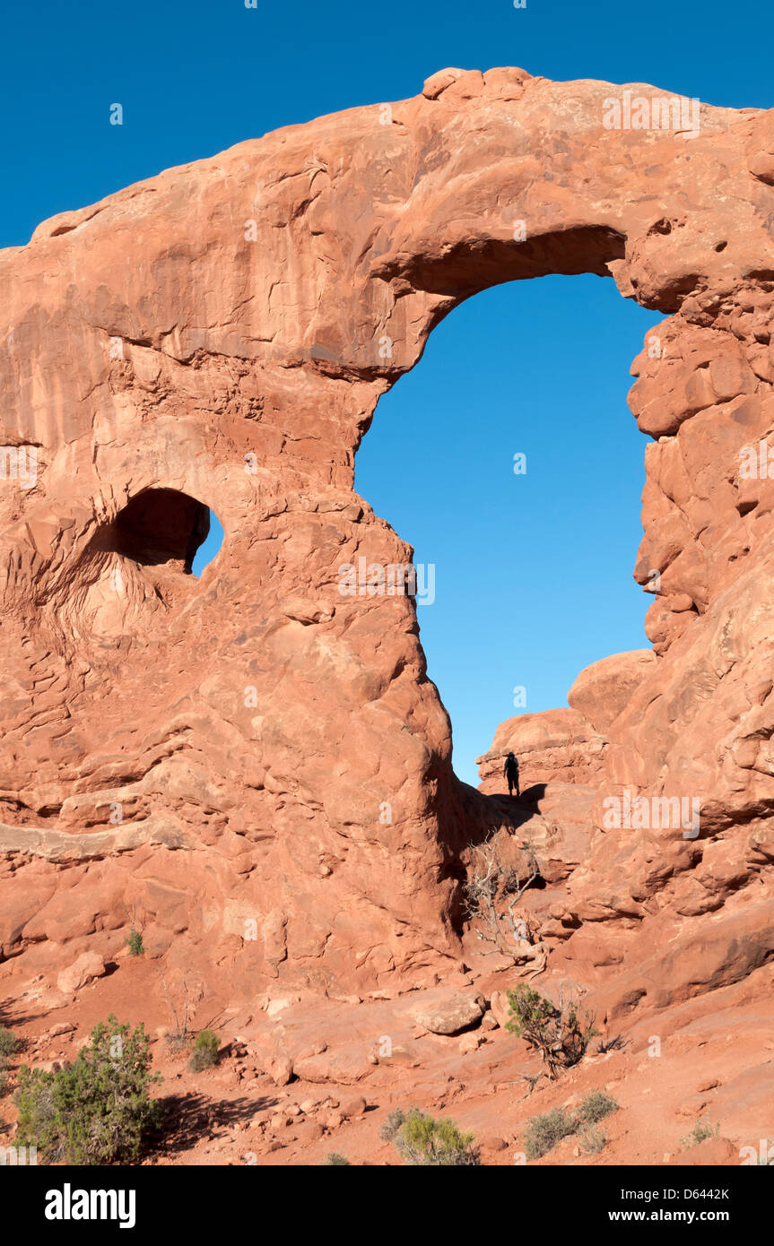 Utah, Arches National Park, Windows Trail, Turret Arch Stock Photo