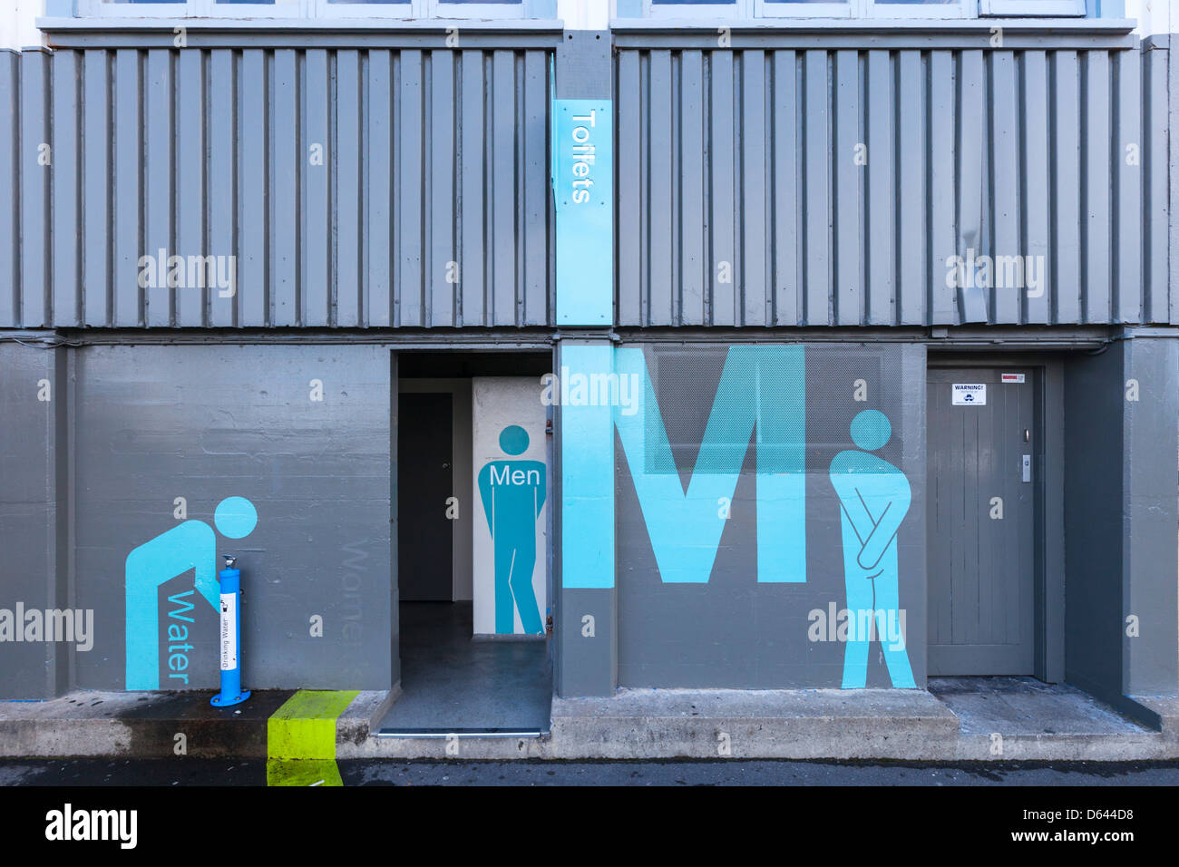 Men's public toilet on Queen's Wharf, Wellington, New Zealand. Stock Photo