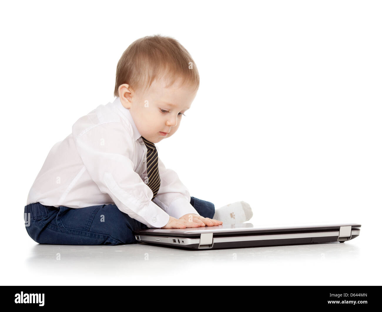 Child using a laptop Stock Photo Alamy