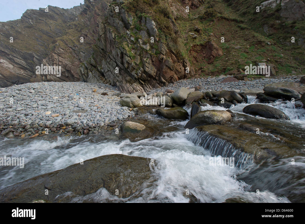 Heddon's Mouth, on the North Devon coast, a National Trust site. Stock Photo