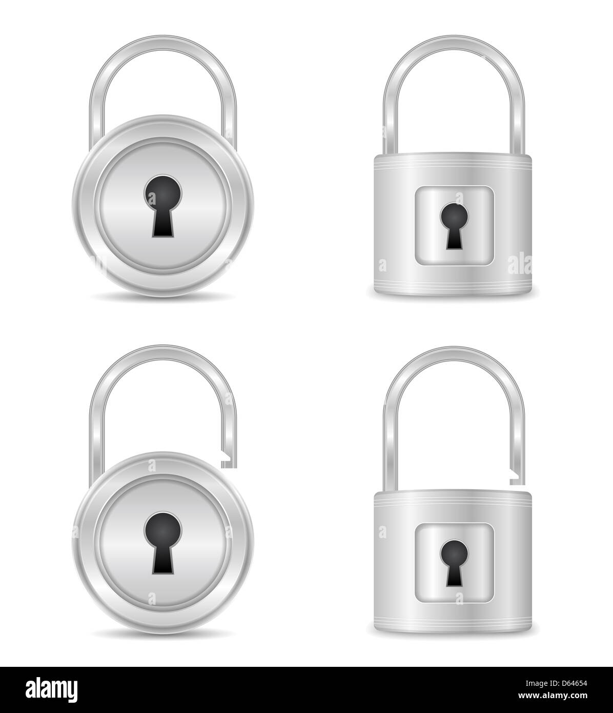 Open chrome lock isolated Black and White Stock Photos & Images Alamy
